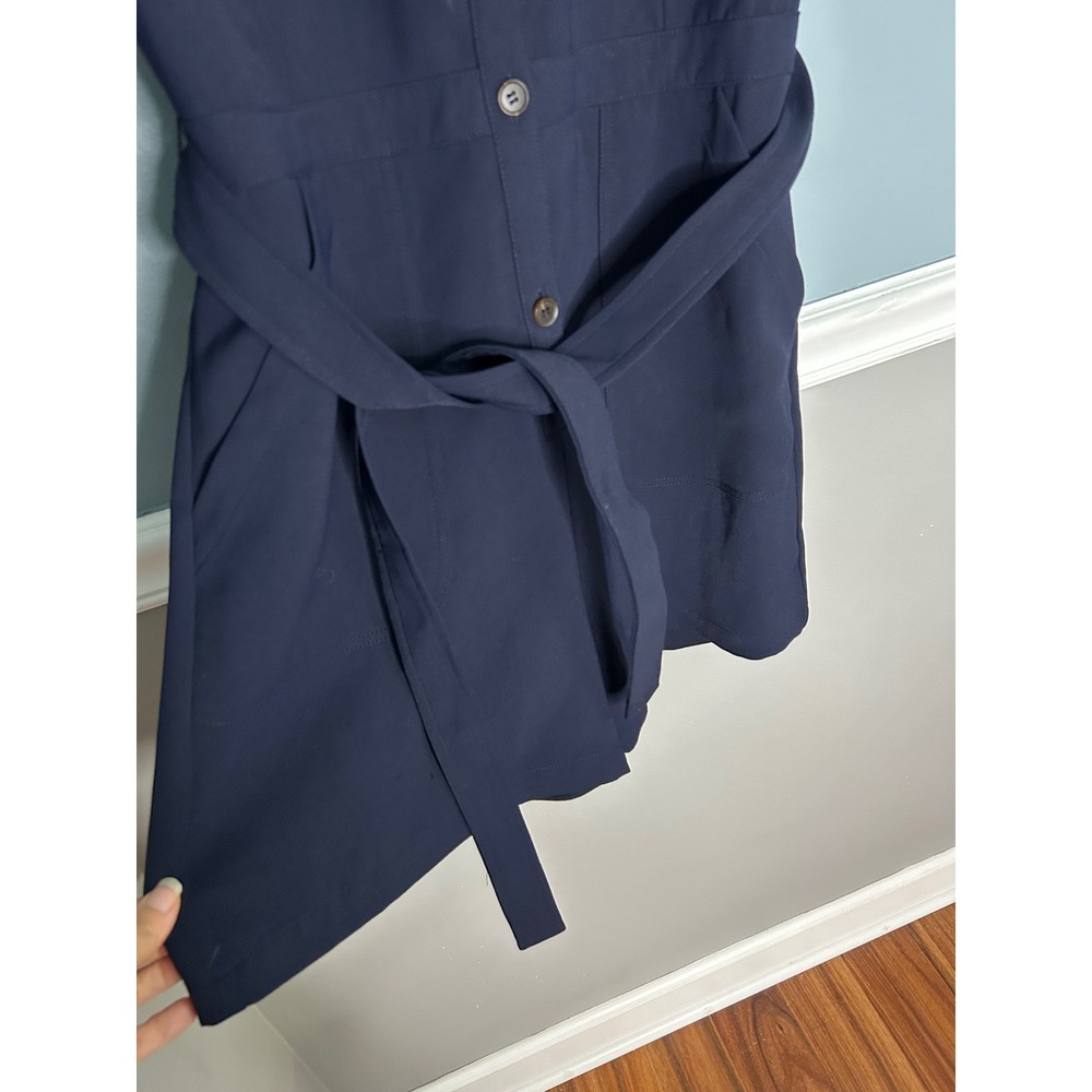 Anthropology Greylin Navy Blue Short Sleeve Button Front Utility Romper w Belt - Picture 4 of 10